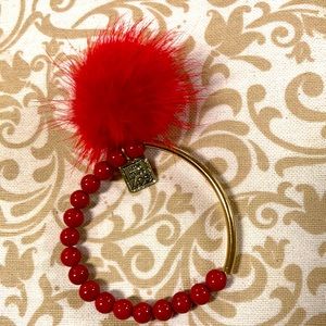 Little Miss Zoe Red Pom Bracelet